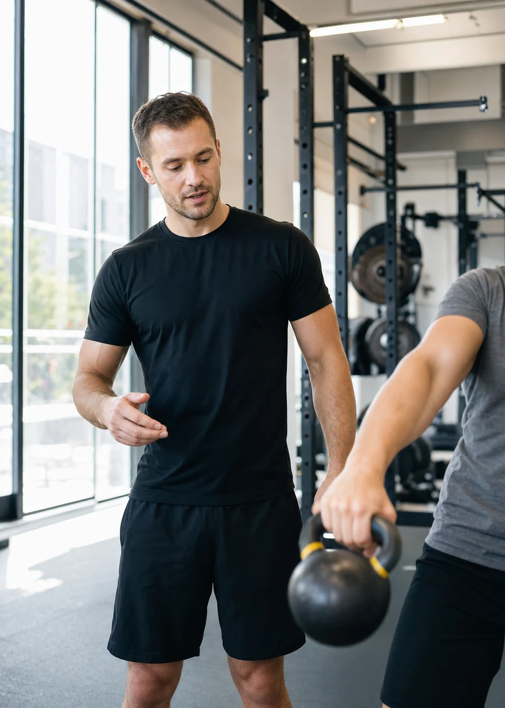 Jan Kowalski podczas prowadzenia treningu z kettlebell